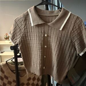 T.J.Maxx Brown Button Down Shirt